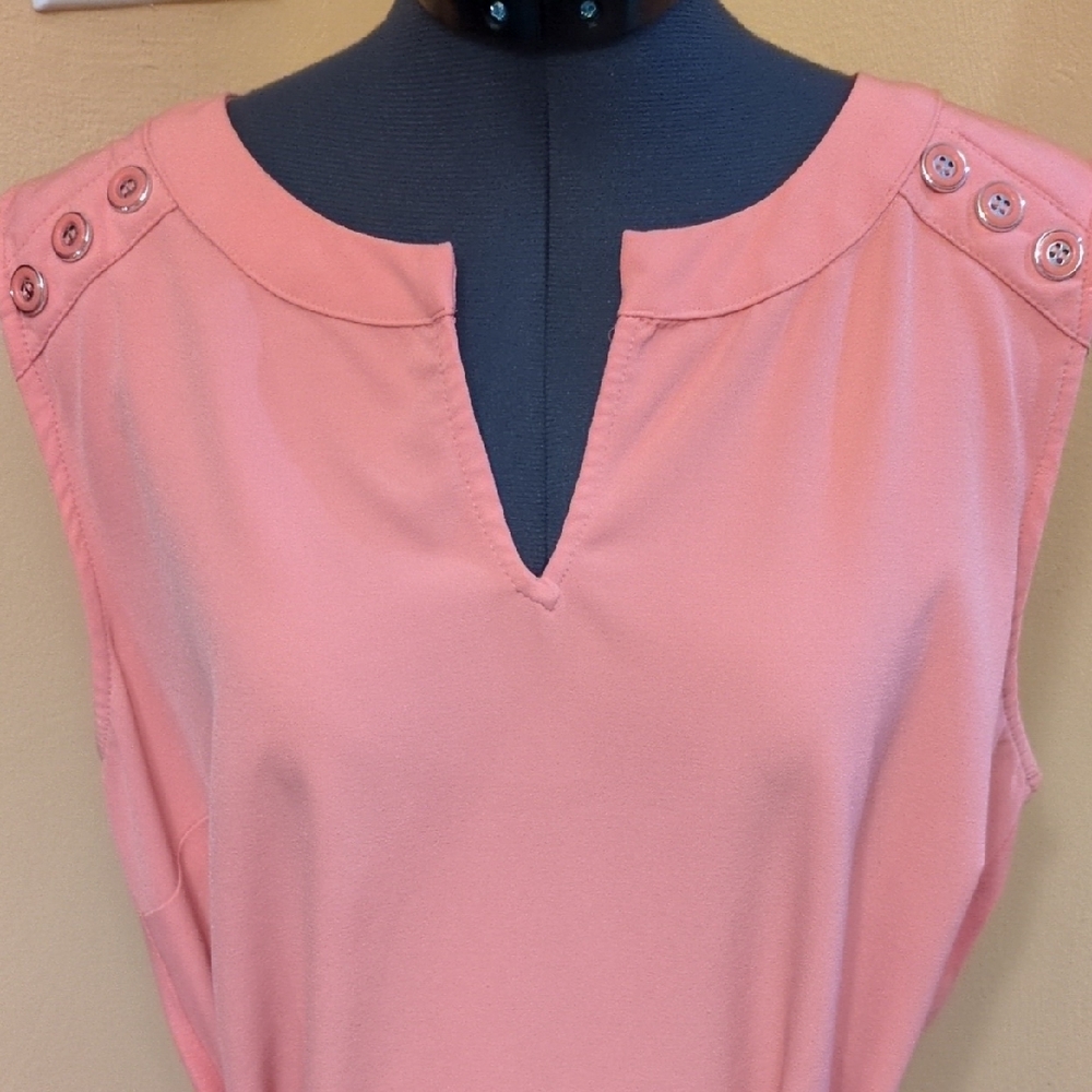 New York & Company Sleeveless Coral Dress with Belt, sz L - Picture 8 of 11